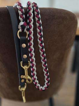 Paracord Biothane Schwarz Burgundy 2.20m